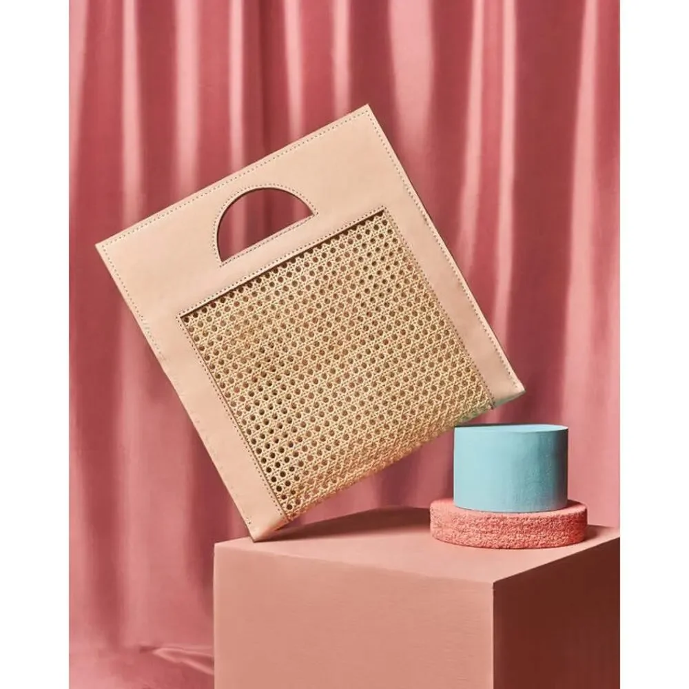 Glad & Young leather Rattan cane Clutch handbag